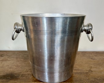 Balde de gelo vintage francês em alumínio para champanhe | Refrigerador de champanhe | Decoração para carrinho de bar | Fabricado na França