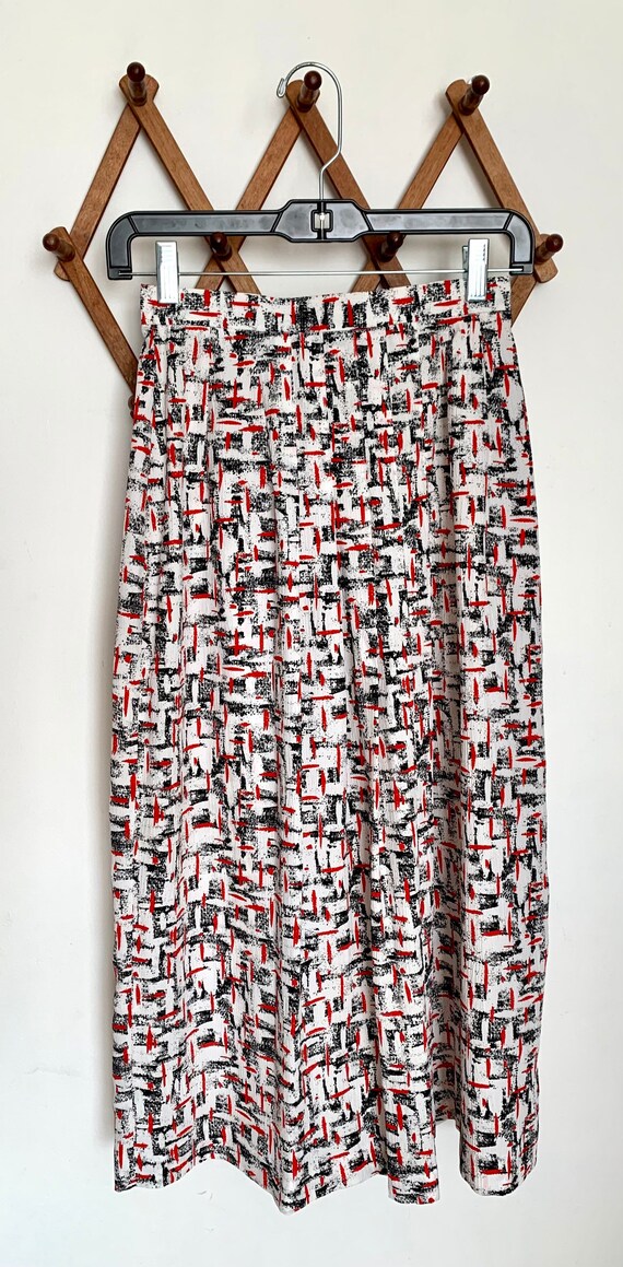 80's Abstract Print Blouse and Pleated skirt Set … - image 7