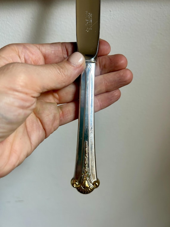 Vintage S Kirk & Son Sterling Silver Dinner Knife | Gold Accent - Etsy