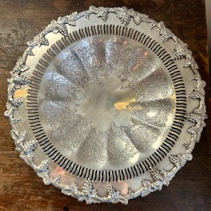 Frutero vintage estilo georgiano de Sheffield bañado en plata / Cuenco con pedestal de plata