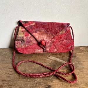 Vintage 1980&#39;s Red Fabric Purse | Shoulder Bag | Small Boho Purse