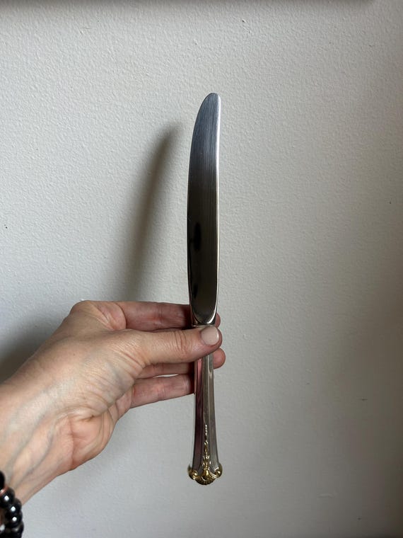 Vintage S Kirk & Son Sterling Silver Dinner Knife | Gold Accent - Etsy