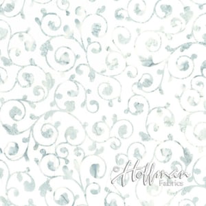 Simple Scroll Batik - Q2113-637, Christmas fabric, hoffman blue christmas fabric, blue gray fabric