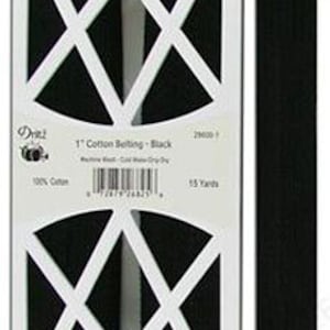 Cinturón de algodón negro de 1 pulgada para correas o asas de bolsos, carteras y más - Una yarda - 28600-1 - Artículo en liquidación