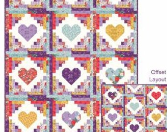 Quilty Cabins Hearts Quilt Pattern - BUS0881