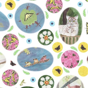 fabric - Sammy&#39;s Quest Animals in Rounded Motifs fabric - fat quarter