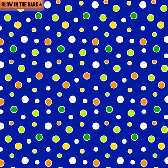 Royal Blue Cool Dots Glow in the Dark Fabric 9831GL-55 