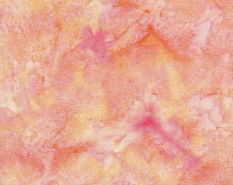 Batik multicolore orange, jaune et rose mandarine - Tissu orange Island Batik par mètre, basiques des batiks des îles