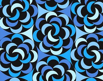 Liquidazione - Tessuto floreale blu - 7715-BK