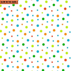 White Cool Dots Glow in the Dark Fabric by the yard - 9831GL-09