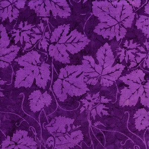 Leaf Batik clearance fabric by the yard - Choose blue or purple batik fabric - IS14T-HH1