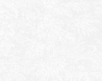 Weißer Blumenstoff Tonal Meterware - SRK-16918-1, Stoff weiß tonal