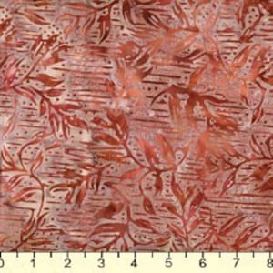 Brown Lines and Leaves Batik fabric by the yard - Clearance item - 9202