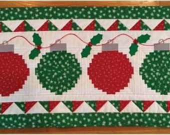 Happy Noel Christmas Ornament Table Runner Pattern - CLPDHE026