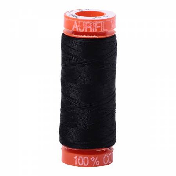 Aurifil Mako katoenen borduurgaren 50wt 220yds zwart - A20050102692