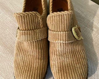 Vintage Andre corduroy mens shoes 70s rubber outsole groovy retro tan sz 11