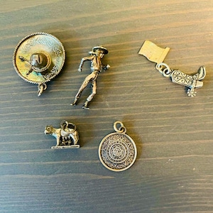 5 vintage sterling silver charms western dance boot hat jewelry