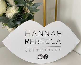 Personalised Logo Lips Hand Held Business Sign | Lip Shaped Sign | Beauty Salon Lip Sign | Aesthetics Clinic Lips Sign | Company Logo Sign
