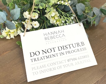 Personalised Logo Treatment In Progress Double Sided Business Door Sign | Open and Close Door Sign | Treatment In Progress Door Hanger