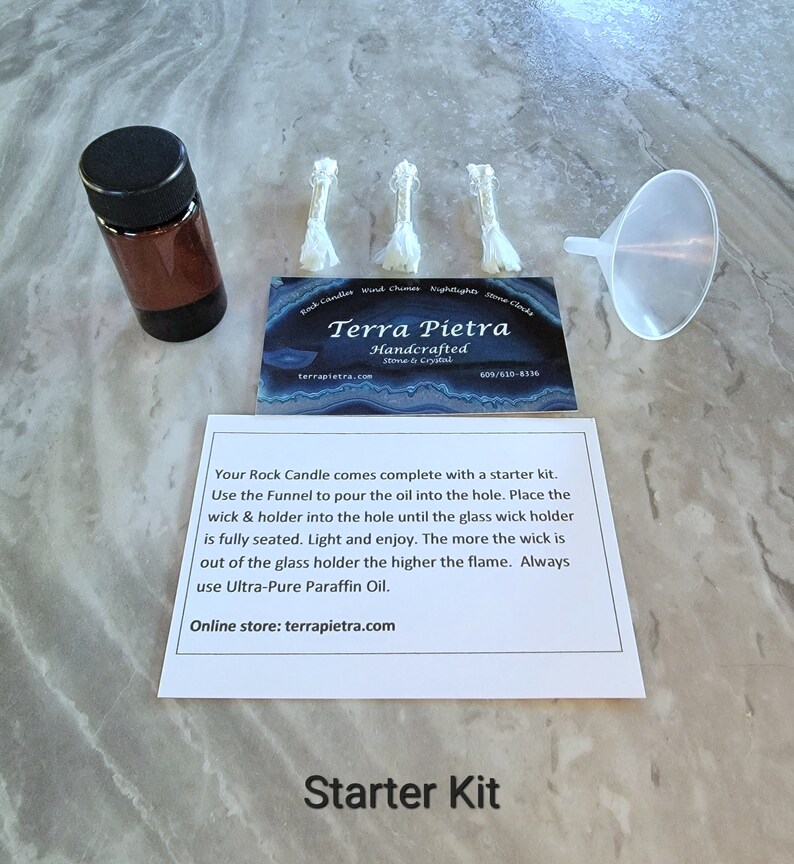 Stone Oil Candle With Cobalt Blue Glazed Pottery Base Etsy