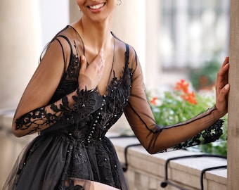 Buy Women Black Maxi Dress, Black Rode Bodysuit, Long Back Evening Outfit,  Birthday Party Dress, Banquet Prom Gown, Lace Dress, Party Dress Online in  India 
