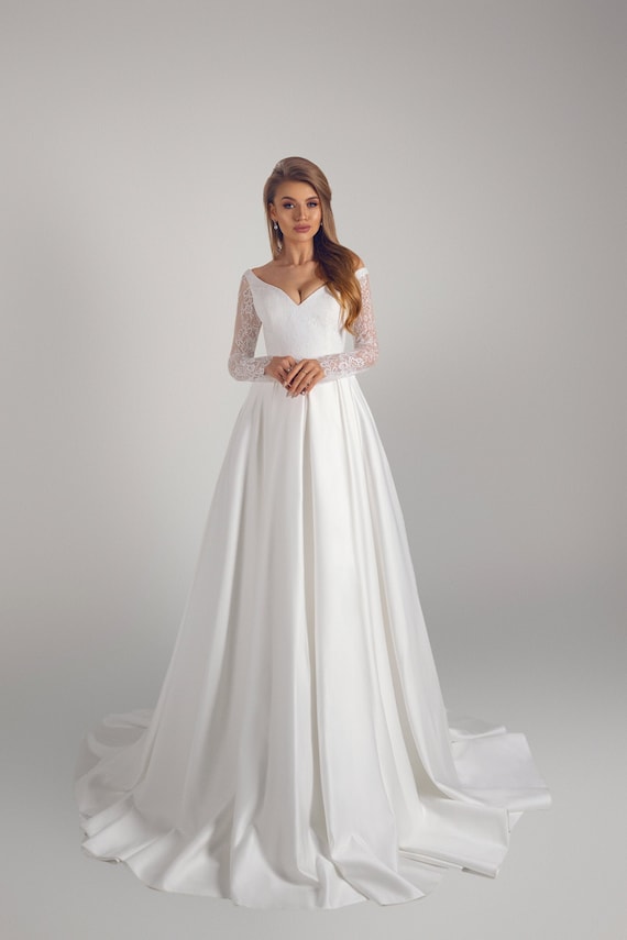 Luxury Wedding Dress Princess Style Wedding Gown Satin Wedding | Etsy