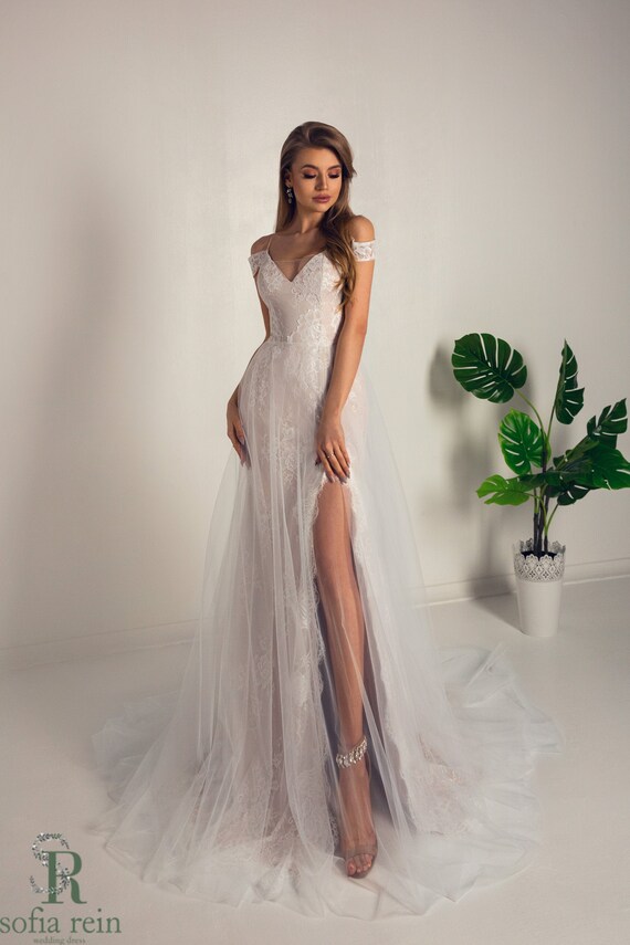 tulle and satin wedding dress