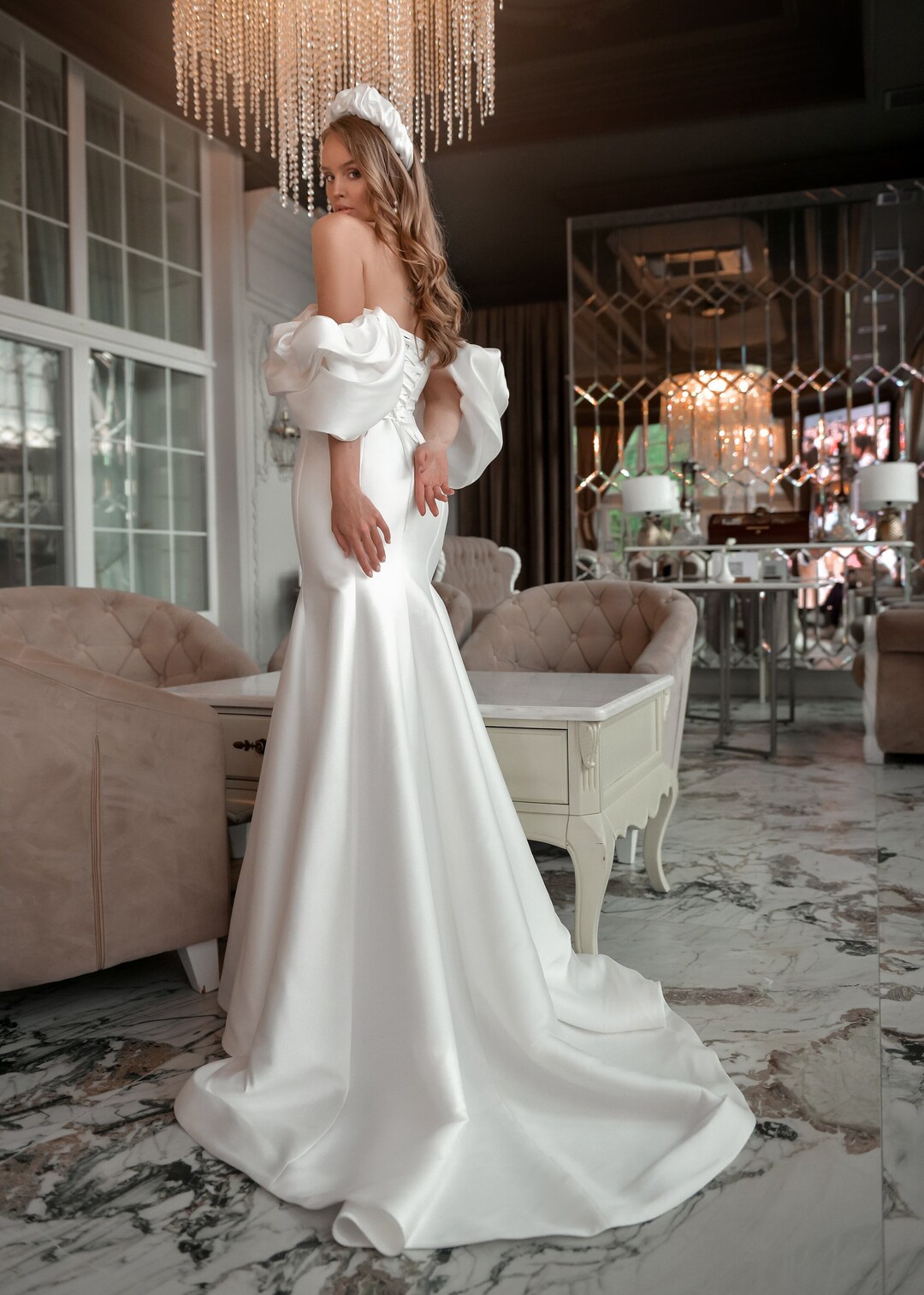 Modest Wedding Dress,white Wedding Dress, Train Wedding Gown, Unique ...