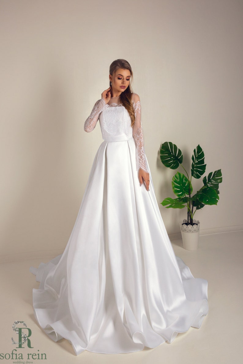 Princess Style Wedding Gown Mikado Skirt Removable Bolero Etsy