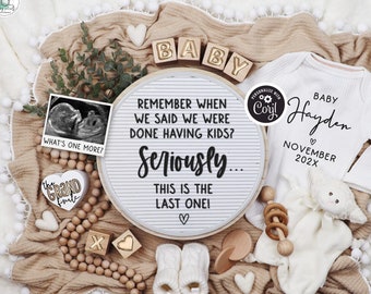 Funny Pregnancy Announcement Digital Boho Baby Announcement Social Media Reveal Editable Template Download Last One Seriously Grand Finale