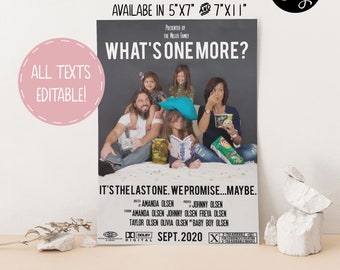 Pregnancy Announcement Movie Poster, Social Media Announcement, Funny Pregnancy Announcement, DIGITAL, Template, Digital or Printed