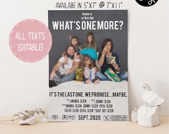 Pregnancy Announcement Movie Poster, Social Media Announcement, Funny Pregnancy Announcement, DIGITAL, Template, Digital or Printed