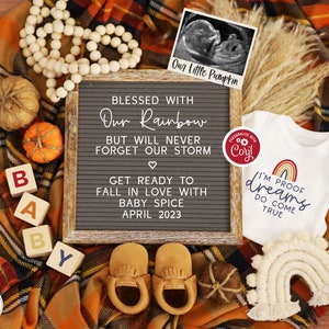 Fall Rainbow Baby Announcement, Digital Pregnancy Announcement, Autumn Rainbow Baby Reveal, Get Ready to Fall in Love, Social Media Baby