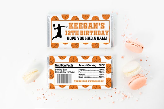 Editable Basketball Chocolate Bar Wrappers, Birthday Chocolate Bar ...