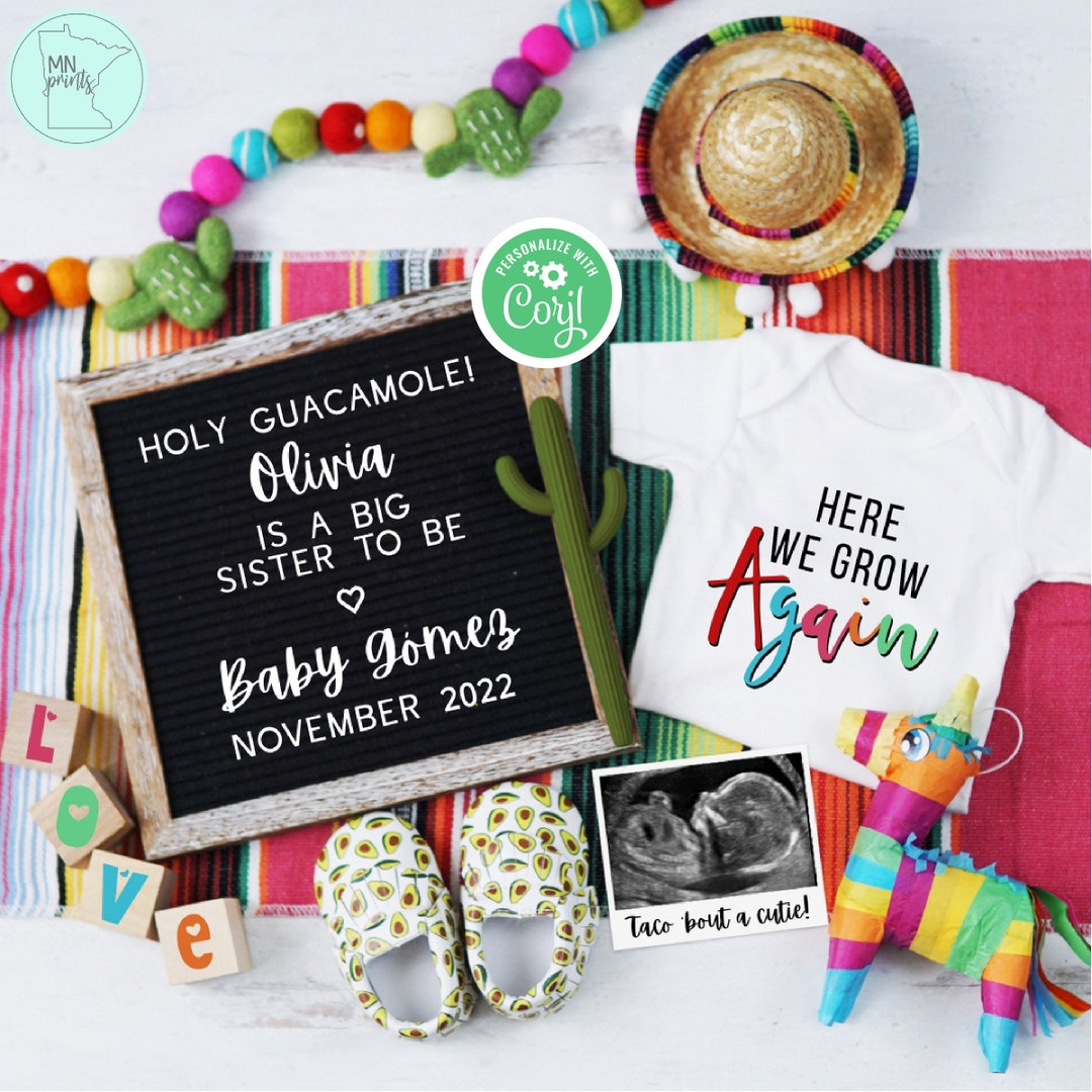 Cinco De Mayo Pregnancy Announcement Holy Guacamole Pregnancy Etsy
