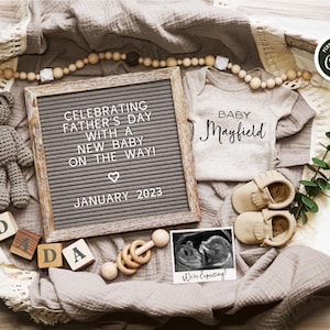 Father&#39;s Day Pregnancy Announcement Digital, Social Media Gender Neutral Baby Announcement, Boho Baby on the Way, We&#39;re Expecting, FDPA