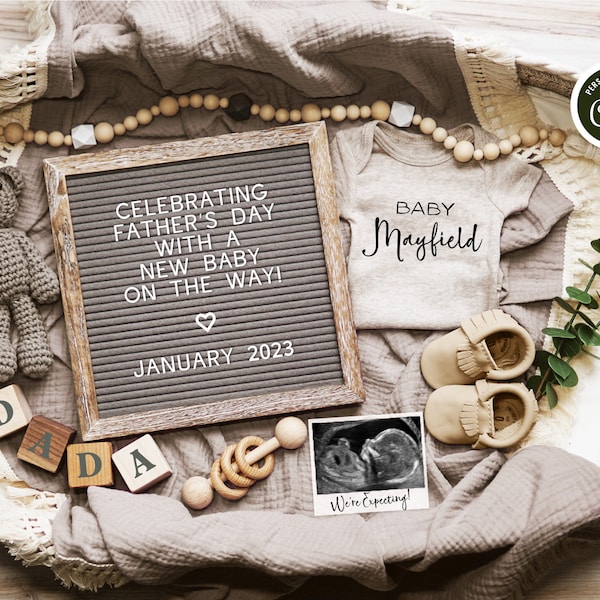 Father's Day Pregnancy Announcement, Social Media, Baby On The Way (Digital)