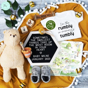 Classic Winnie-the-Pooh Pregnancy Announcement Digital, Funny Hunny Bear Themed Baby Reveal, Spring Pregnancy Announcement for Social Media image 2