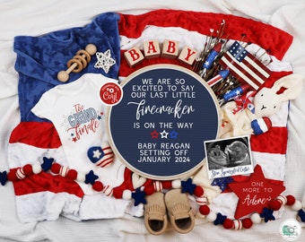 Grand Finale 4th of July Pregnancy Announcement Digital, Patriotic 2nd 3rd Etc Baby Announcement, Editable Template Social Media, Last One