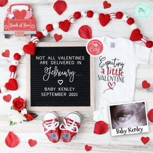 Valentines Day Pregnancy Announcement, Editable VDay Pregnancy Reveal, Social Media Pregnancy Announcement, Expecting a Little Valentine