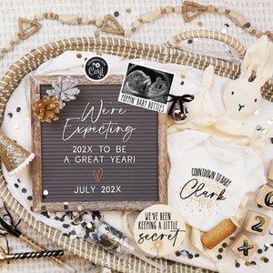 Boho New Years Eve Pregnancy Announcement: Gender Neutral (Digital) image 1