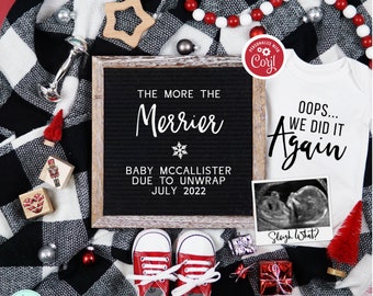 Funny Christmas Pregnancy Announcement, Digital Baby Announcement #2 or 3 or 4 etc, Editable Holiday Pregnancy Reveal, Oops We Did it Again