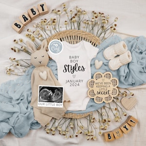 Boy Pregnancy Announcement Digital, It&#39;s a Boy Gender Reveal Baby Announcement, Spring Boy Reveal for Social Media, Keeping Little Secret