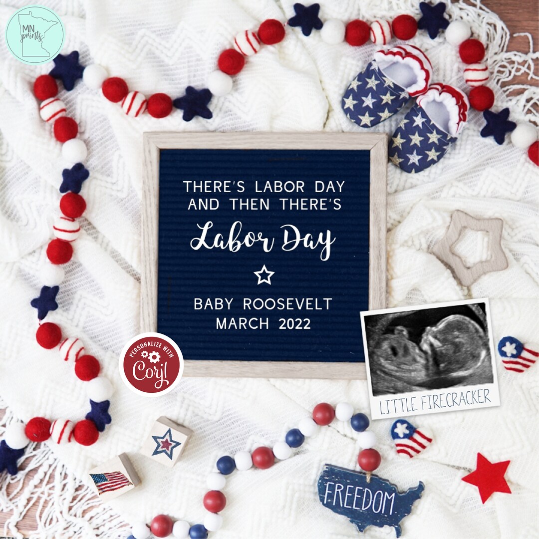 Editable Labor Day Pregnancy Announcement Digital Patriotic Etsy
