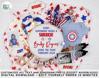 Superhero Sidekick Pregnancy Announcement: Comic Book Baby Reveal (Digital Download)