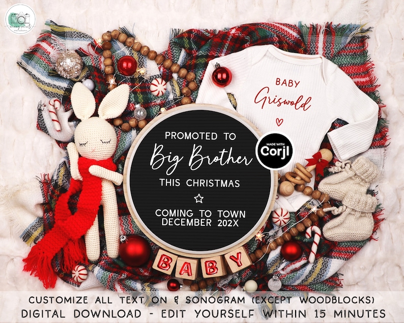 Big Brother Christmas Pregnancy Announcement: Holiday Sibling Reveal (Digital Download) image 2