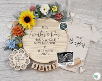 Mother's Day Digital Pregnancy Announcement, Boho Floral Gender Neutral Editable Template, Spring Baby Announcement, Whole New Meaning, MDPA