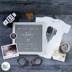 Police Pregnancy Announcement for Social Media, Blue Line Baby Announcement, Police USA Flag Pregnancy Announcement, Backup on the Way