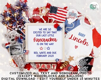 4th of July Pregnancy Announcement: Patriotic Baby Reveal (Digital Download)