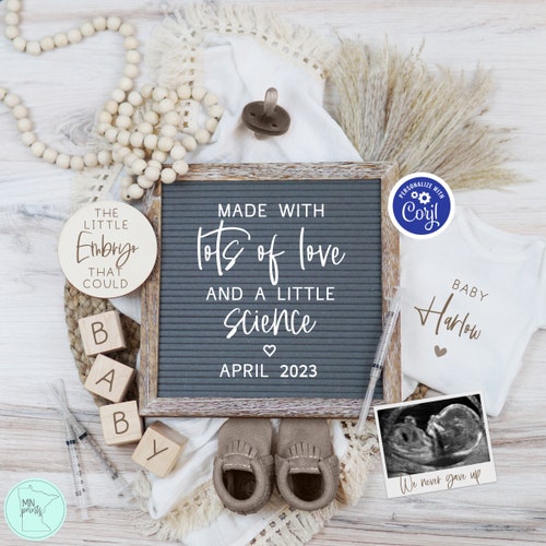 IVF Pregnancy Announcement Editable Boho Gender Neutral Baby Etsy